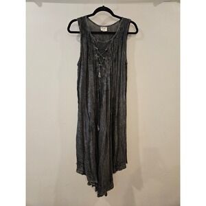 Beach by Exist Embroidered Midi Dress Lace Up Romantic Boho Whimsigoth Free Size